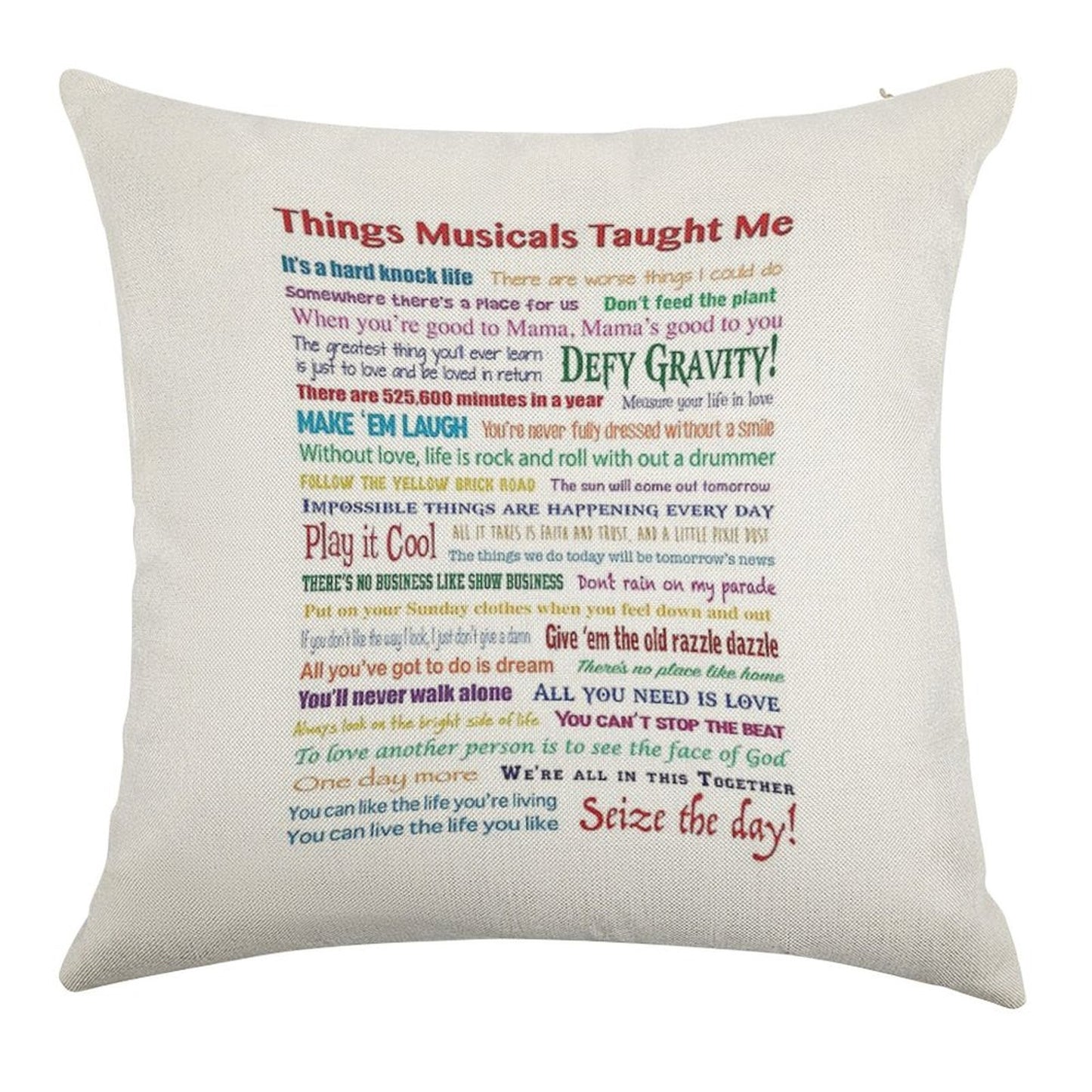 Things Musicals Taught Me Linen Throw Pillow Cover