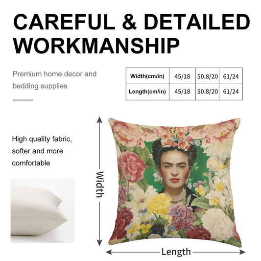 Frida Kahlo IV Linen Throw Pillow Cover