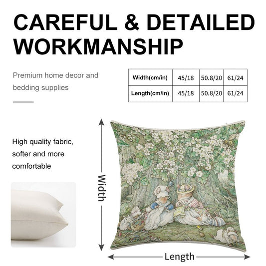 Brambly Hedge - Hawthorn Blossom And Babies Linen Throw Pillow Cover