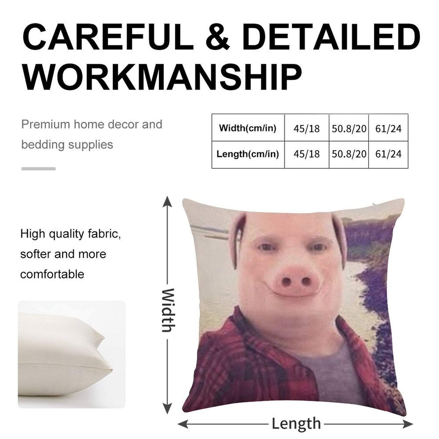 John Pork Linen Throw Pillow Cover