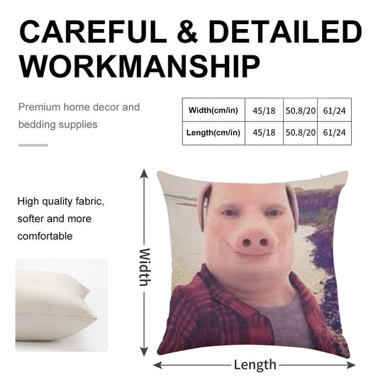 John Pork Linen Throw Pillow Cover