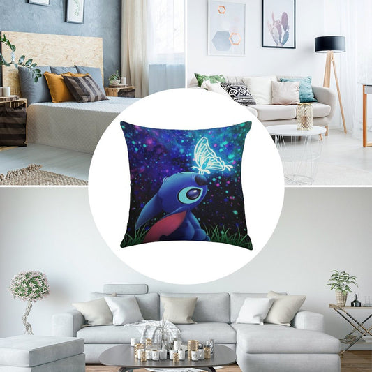 Stitch Butterfly Starry Sky Linen Throw Pillow Cover