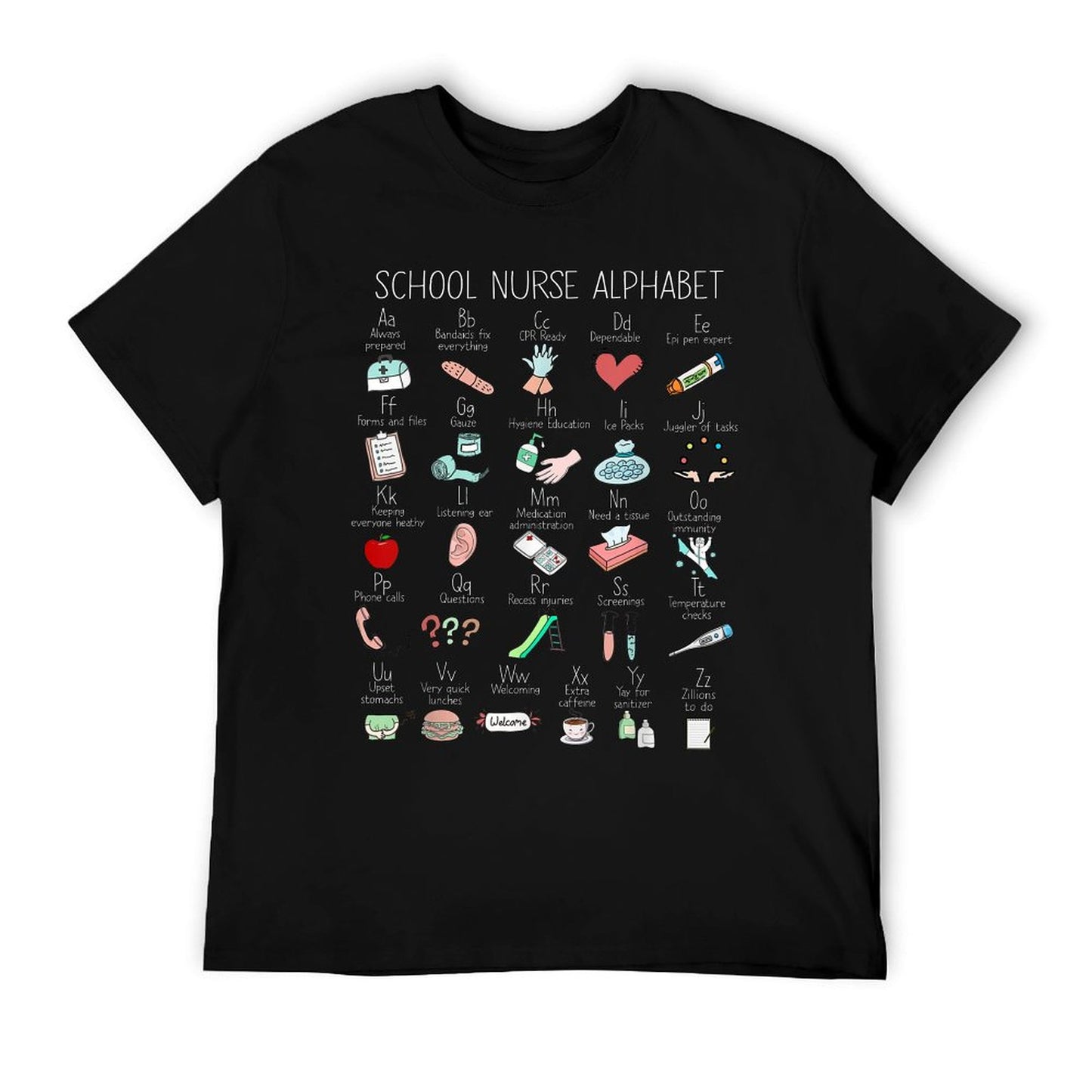 ABC School Nurse Alphabet Nurse Appreciation Nurse Educator T-Shirt