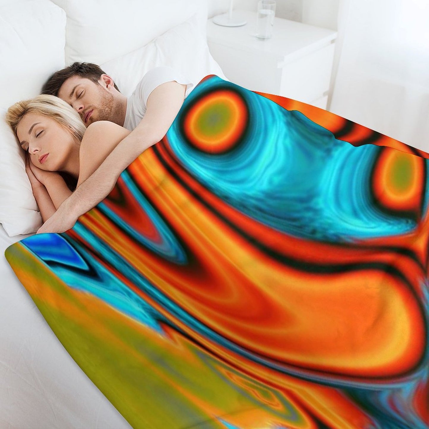 Vivid Modern Southwest Hipster Turquoise Orange Swirls Throw Blanket