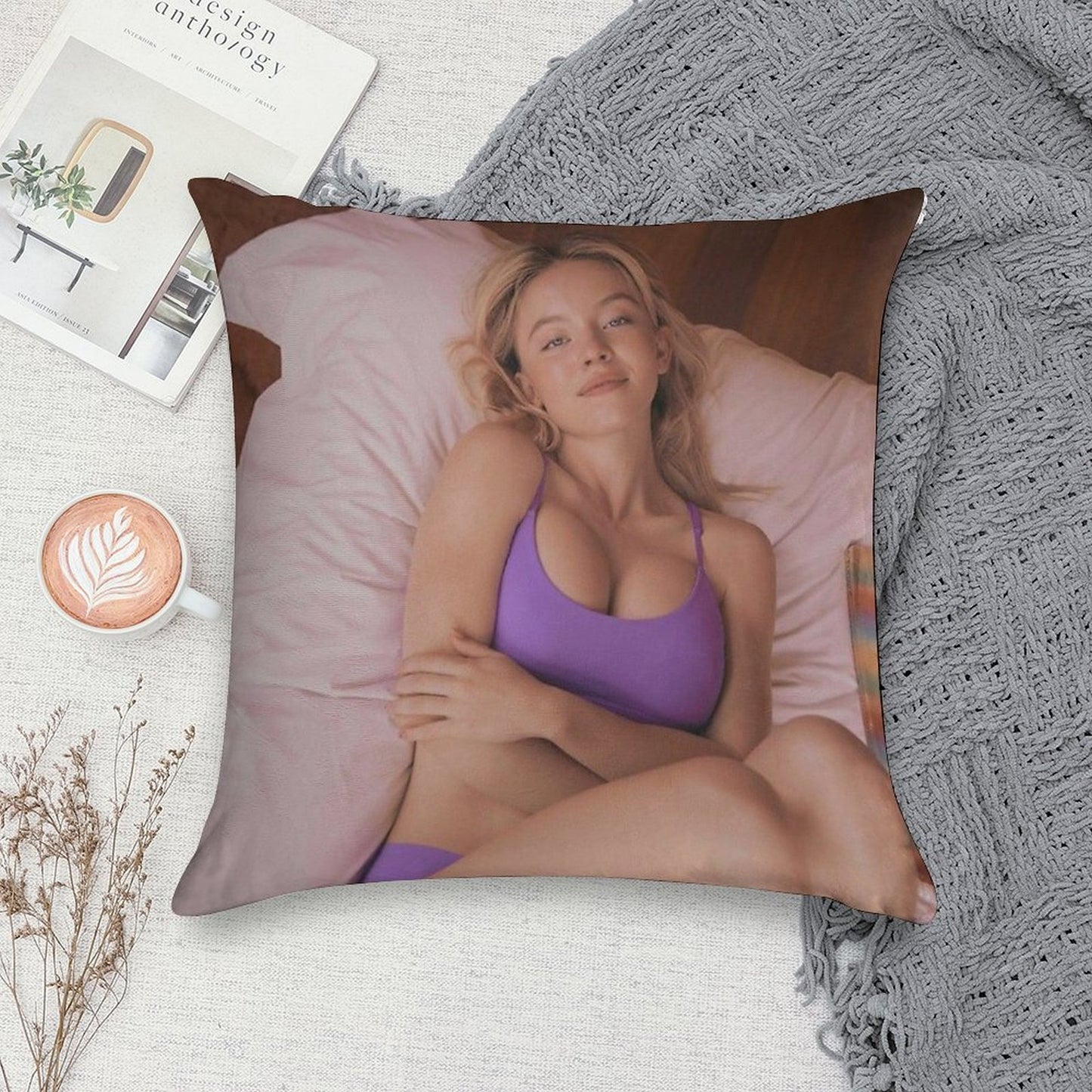 Sydney Sweeney Hot Soft Warmth Comfort Throw Pillow