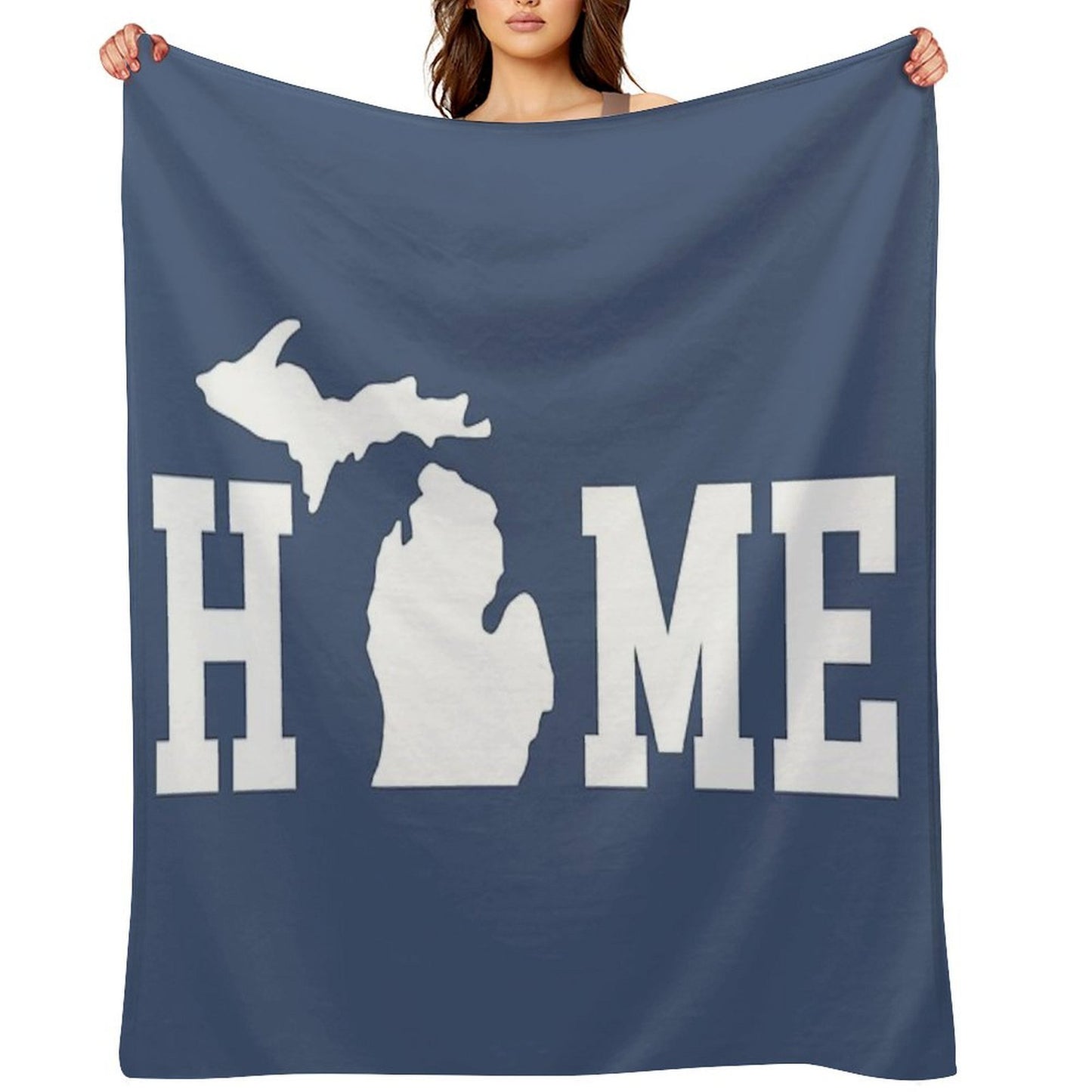Michigan Is Home - All White Throw Blanket