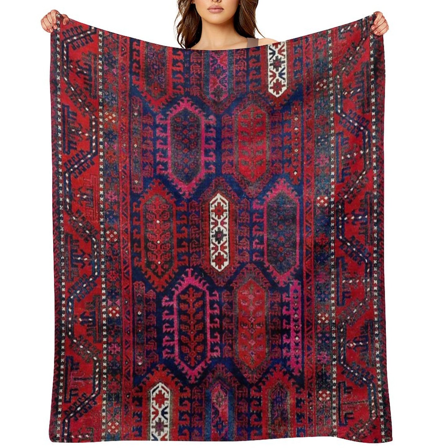 Timuri Herat Antique Afghanistan Tribal Rug Print Throw Blanket