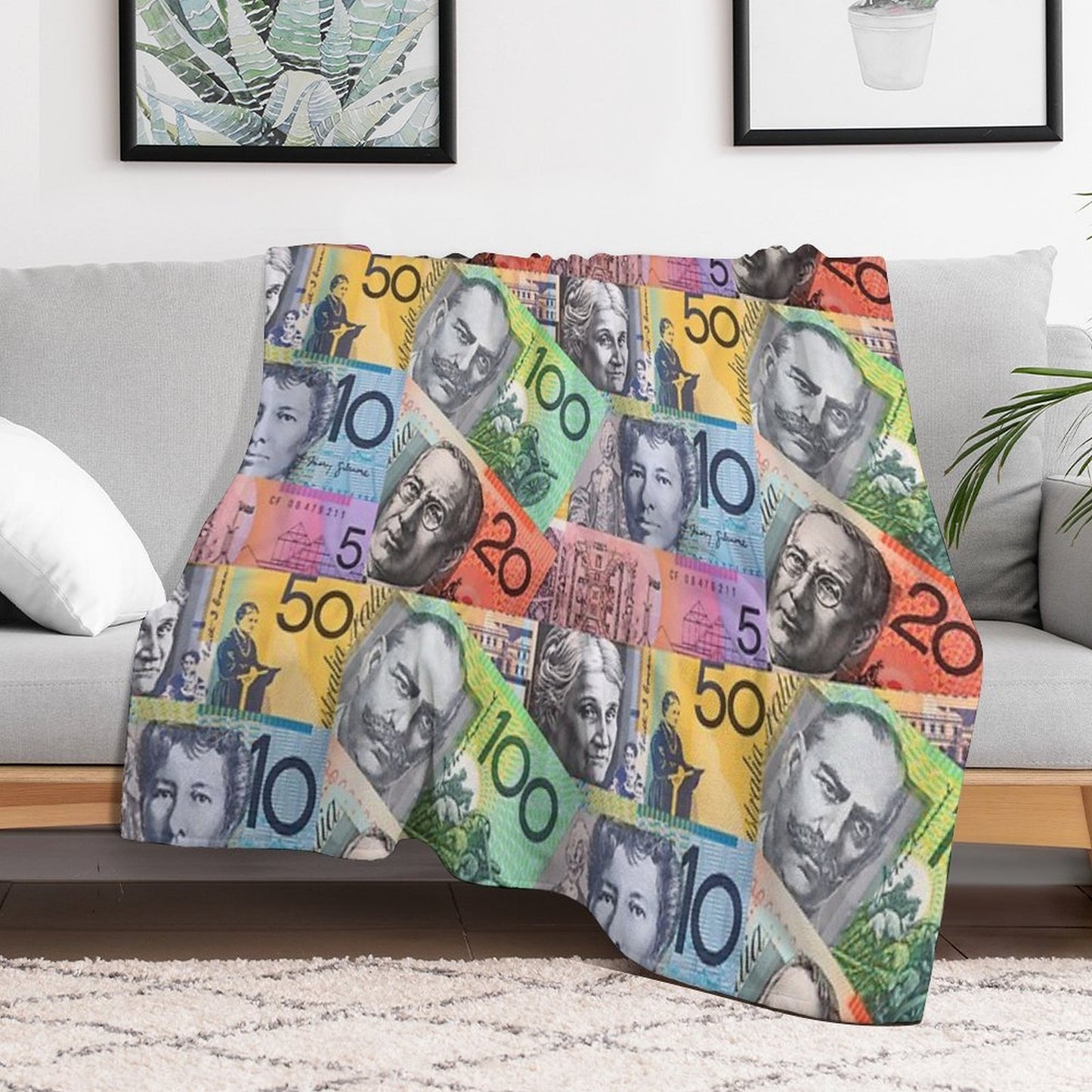 Australian Dollars Throw Blanket