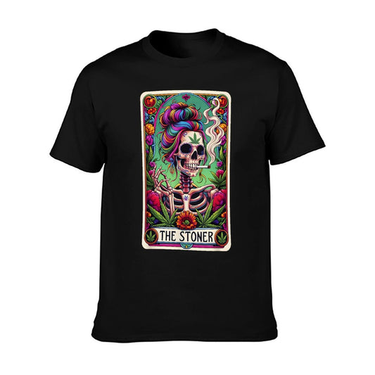 The Stoner Retro Style 420 Cannabis Weed Skeleton Tarot Card T-Shirt