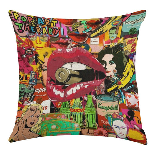 Pop Art Therapy Linen Throw Pillow Cover