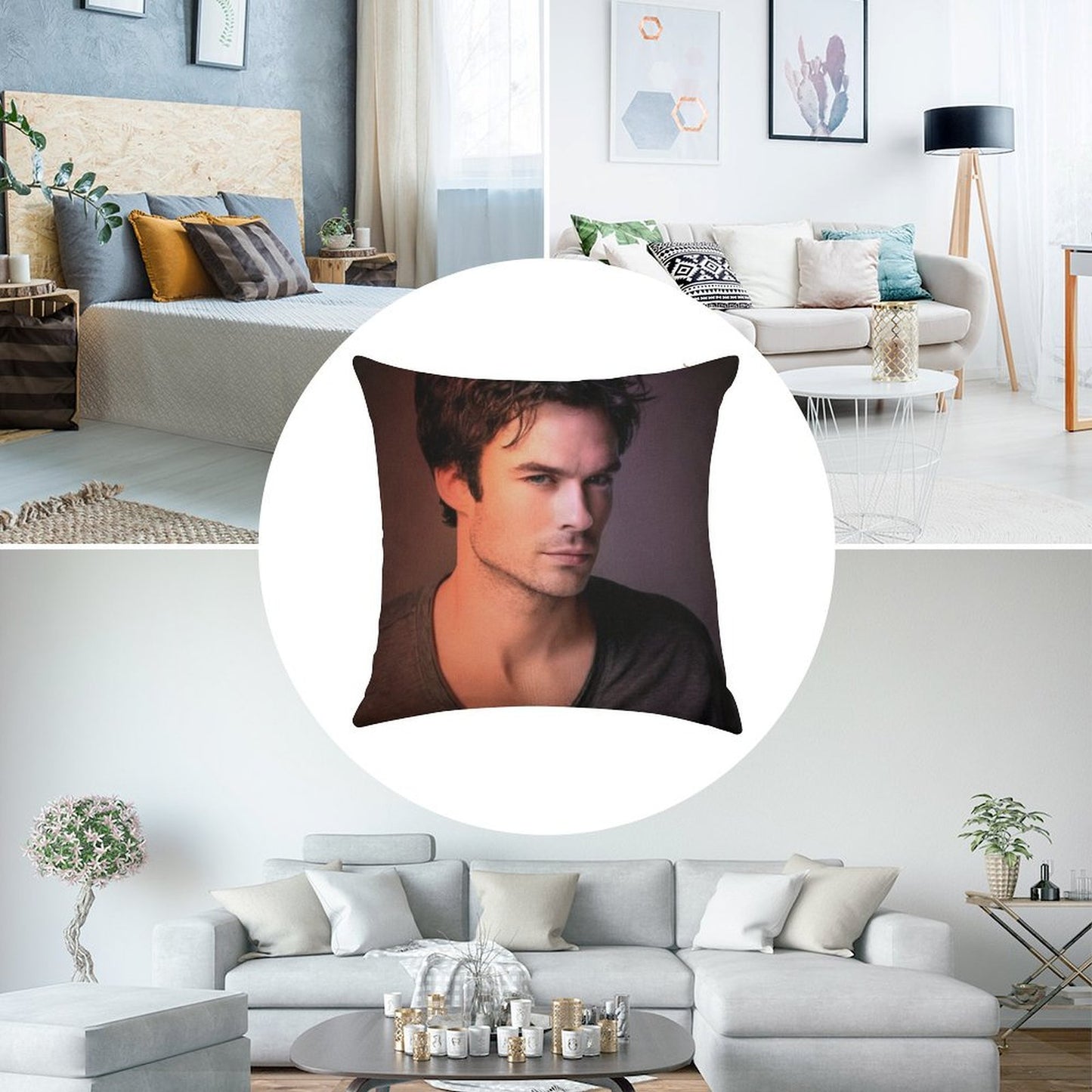 Ian Somerhalder Linen Throw Pillow Cover