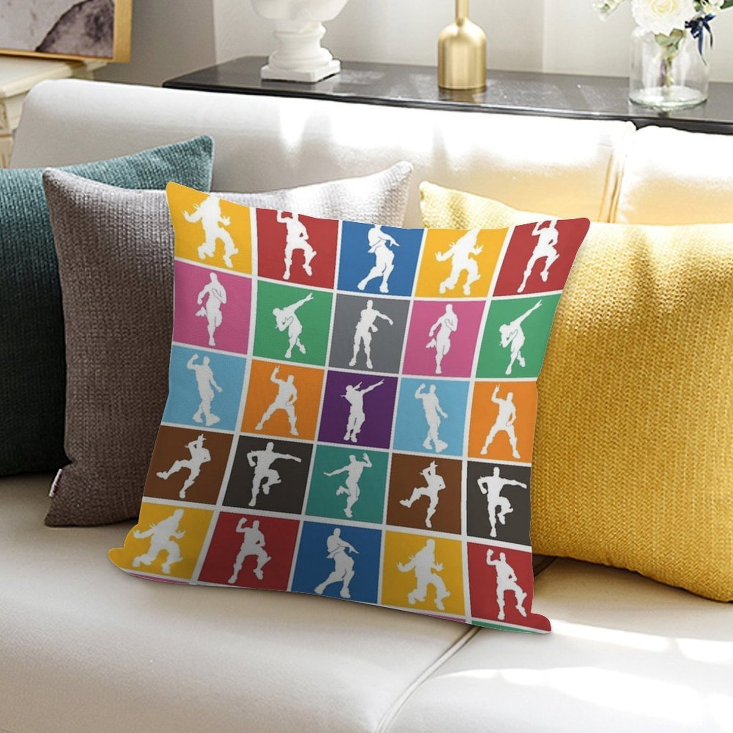 Battle Royale Victory Dance Rainbow Lattice Funny Soft Reinforced Edging Throw Pillow
