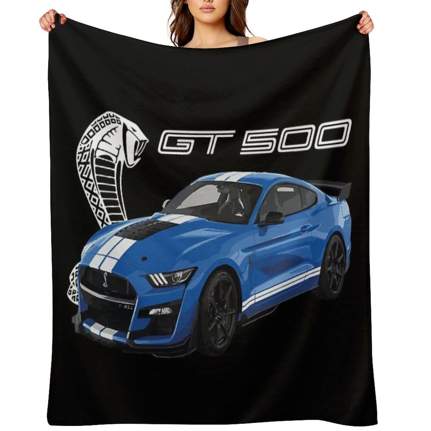 GT500 Mustang Shelby Cobra Velocity Blue Throw Blanket