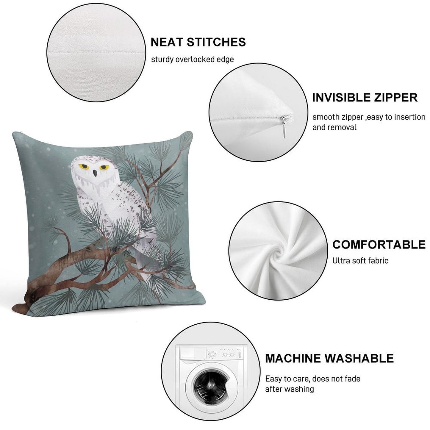 Snowy Soft Fade-Resistant Throw Pillow