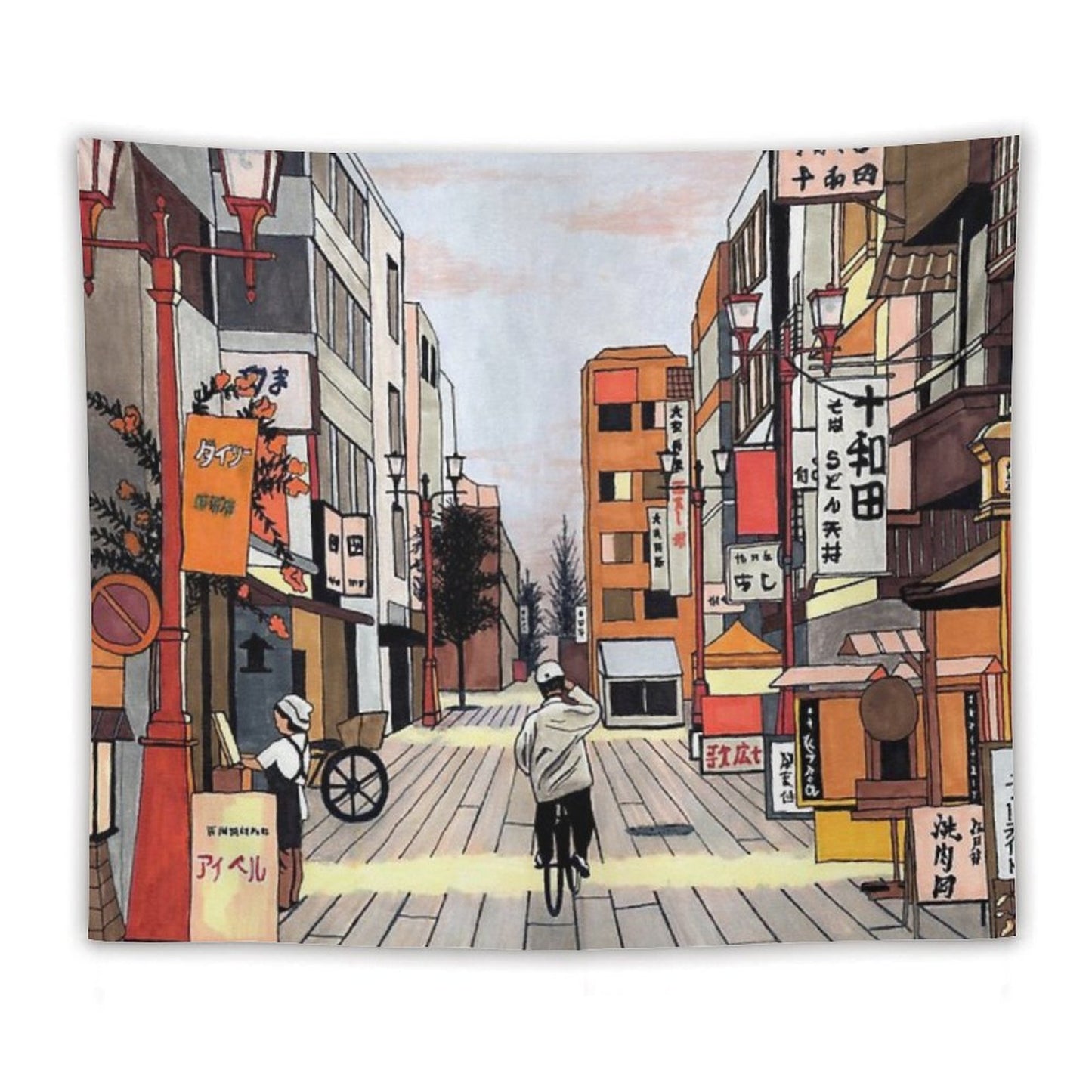 Early Morning Ride in Japan Tapestry