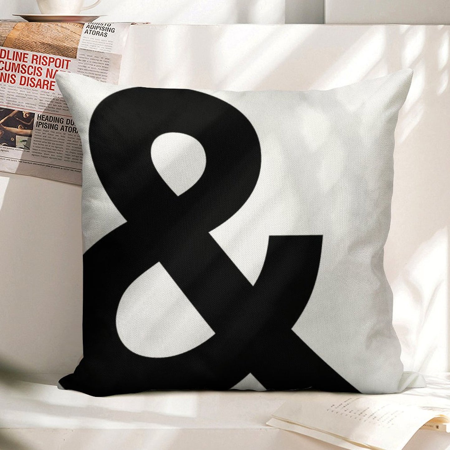 Ampersand Linen Throw Pillow Cover