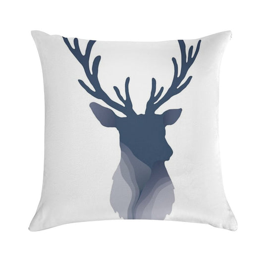 Abstract Navy Blue Deer Head Soft Warmth Comfort Throw Pillow
