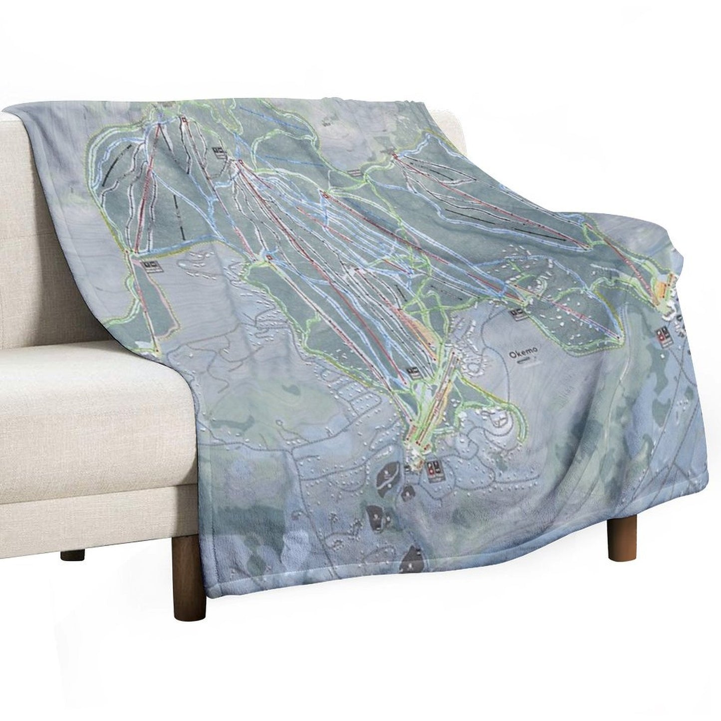 Okemo Resort Trail Map Throw Blanket
