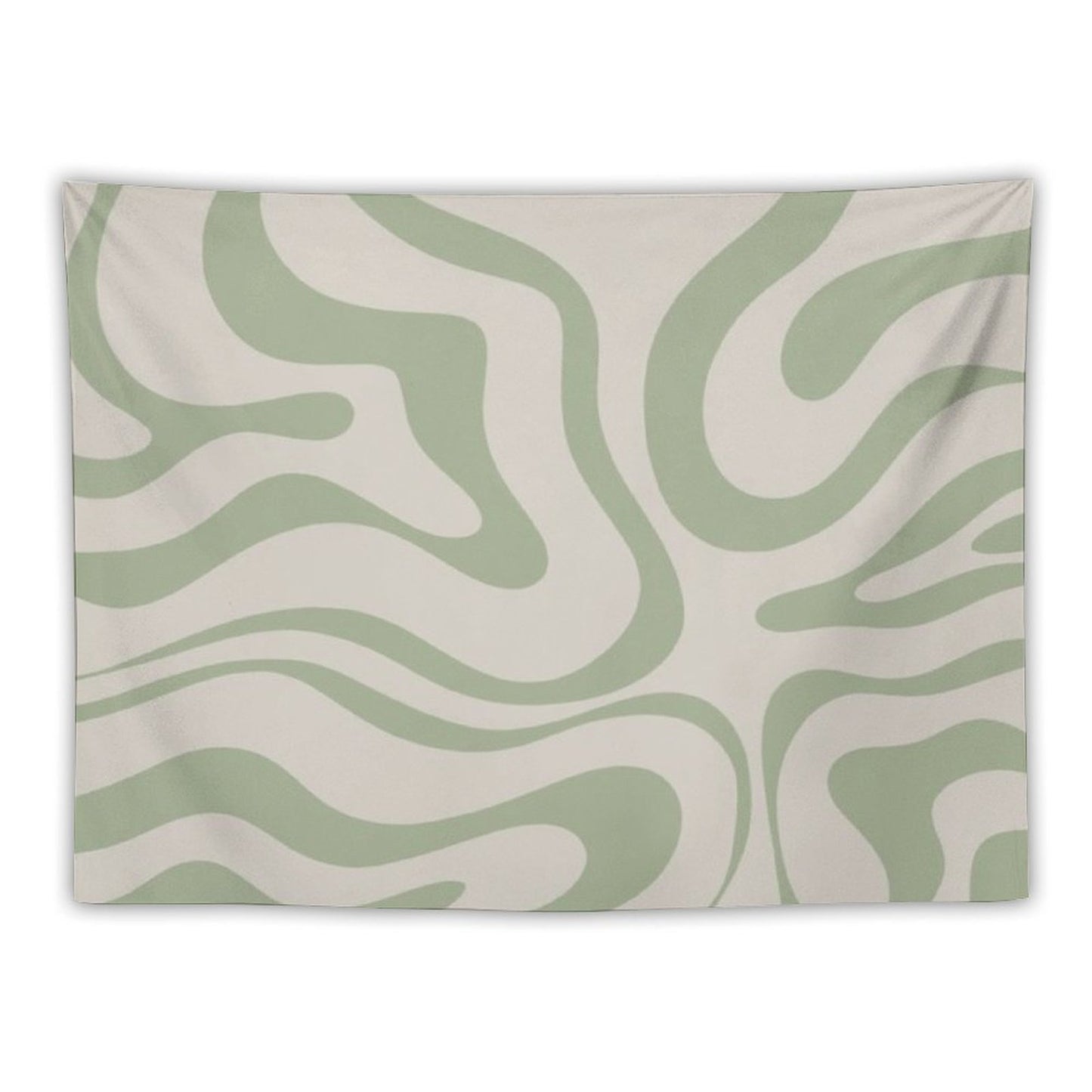 Liquid Swirl Abstract Pattern in Beige And Sage Green Tapestry