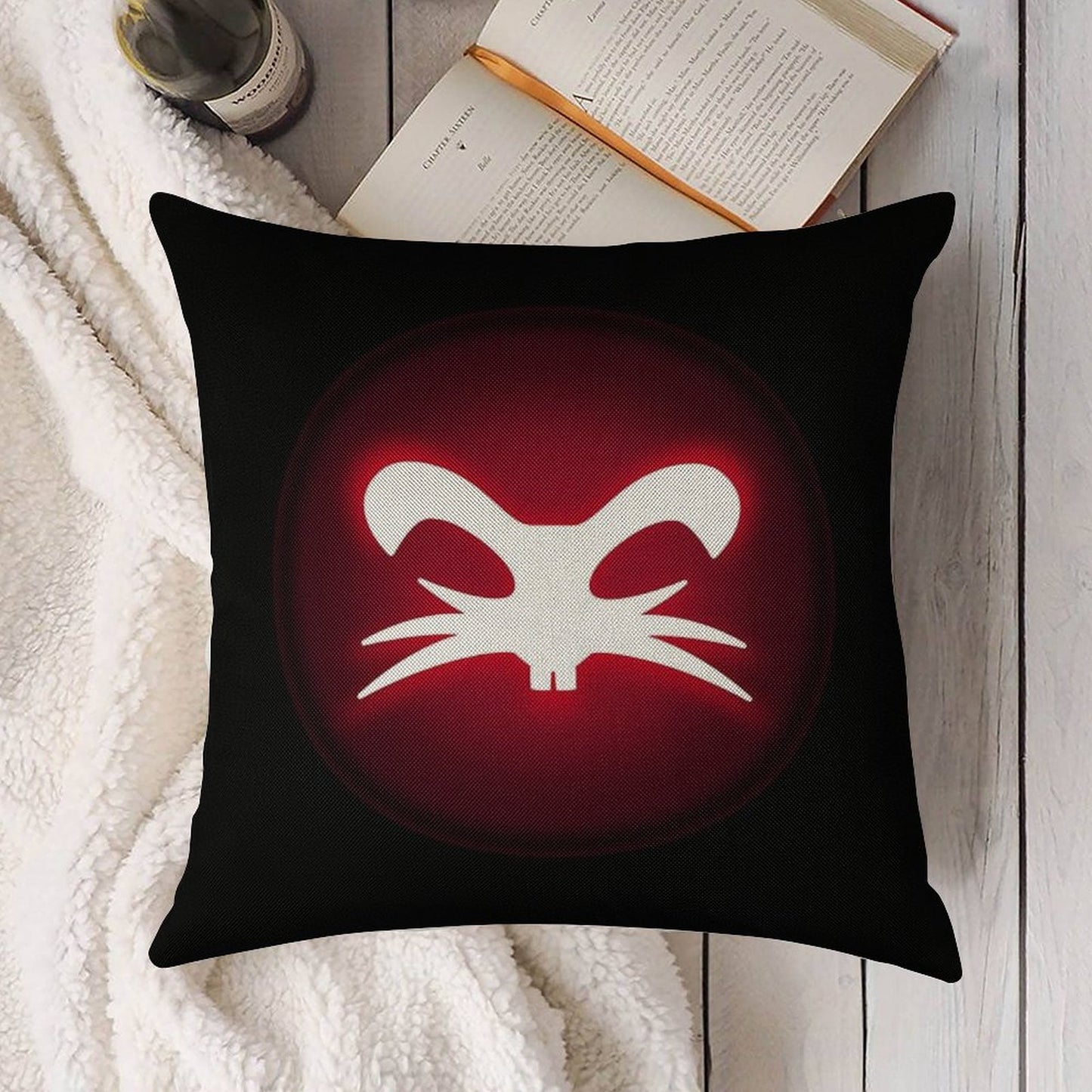 Right Click Esport — Bold Red Circle Logo Linen Throw Pillow Cover