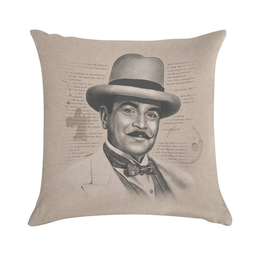 Hercule Poirot Soft Fade-Resistant Throw Pillow
