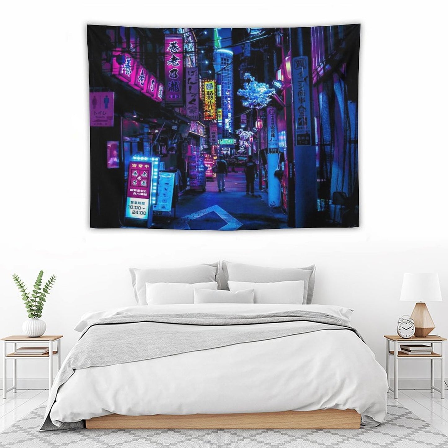 Blue Tokyo Alleys Tapestry
