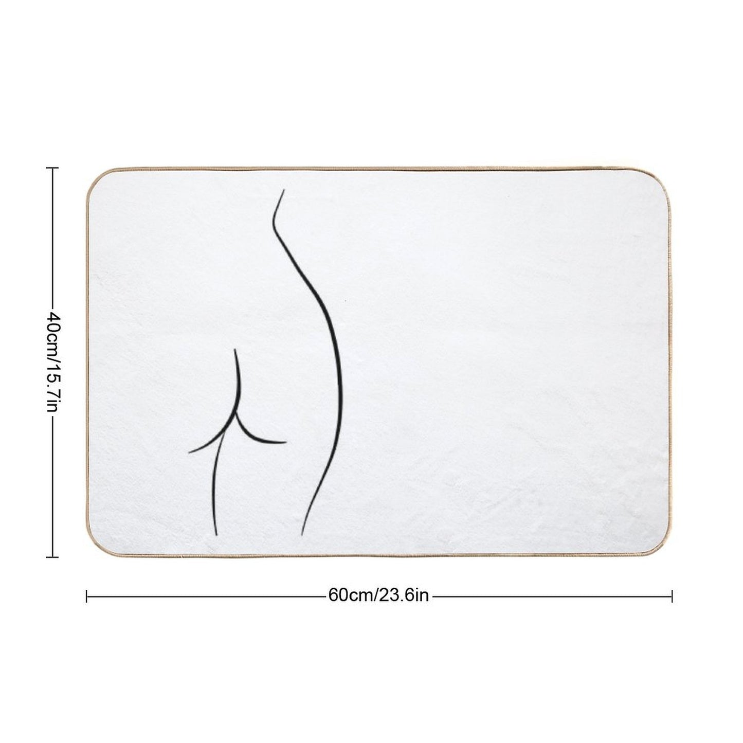 Naked Butt Line Drawing - Curvy Chiara Bath Mat