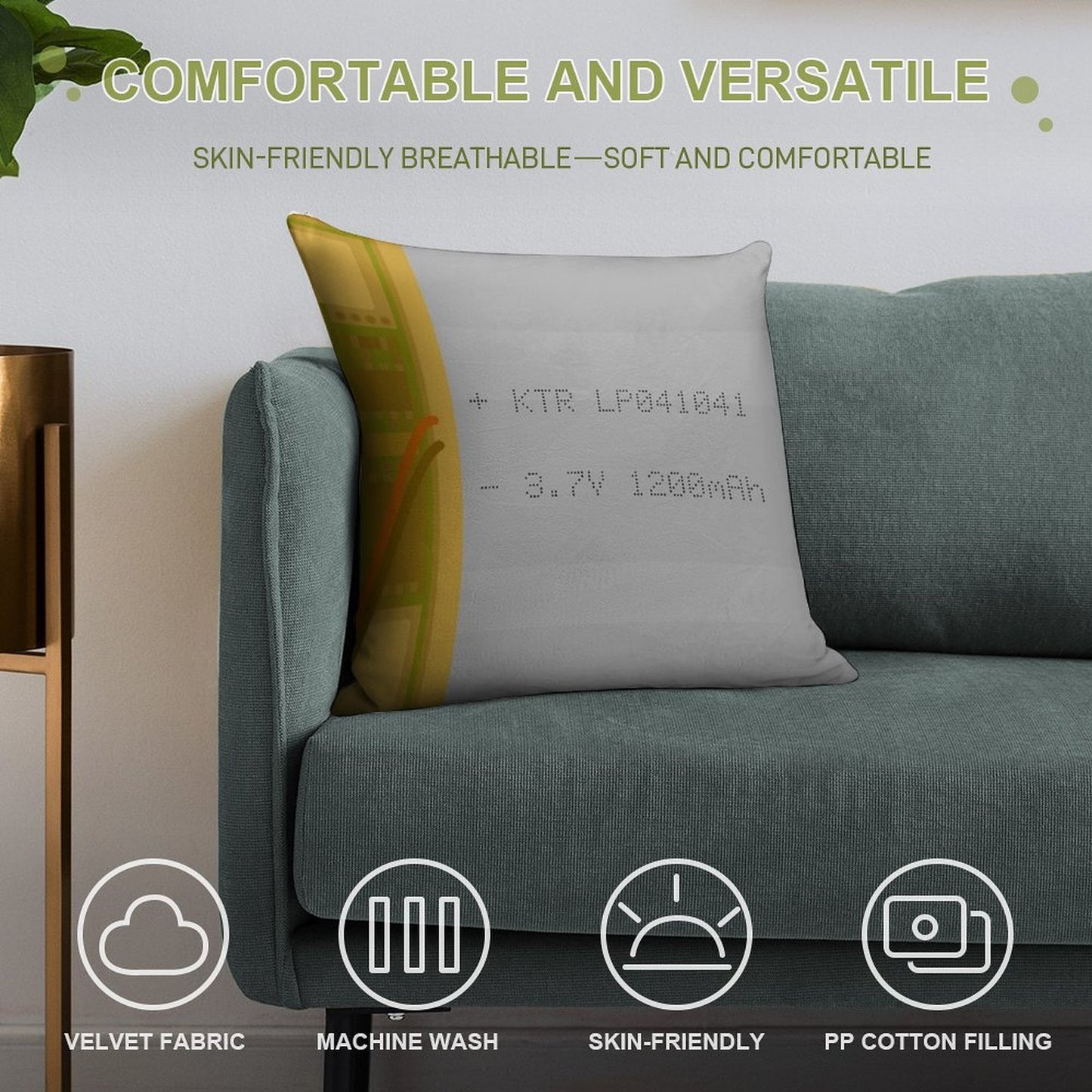 Lithium Polymer Battery Soft Style Accent Throw Pillow