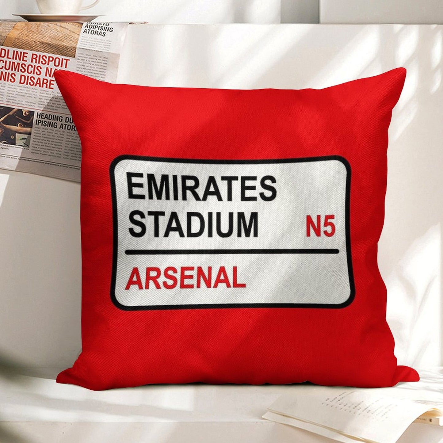 Emirates Stadium Football Sign Linen Throw Pillow Cover