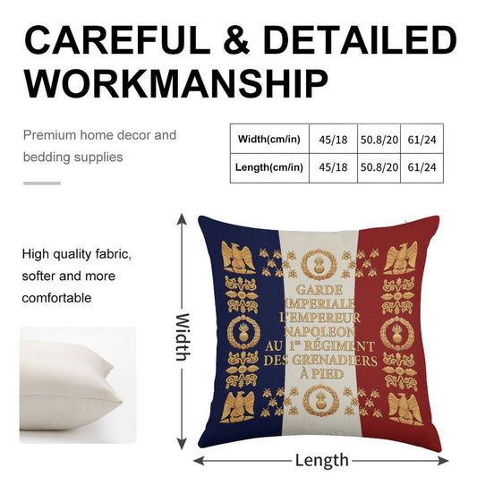 Napoleonic French 1er Garde Imperiale Flag Linen Throw Pillow Cover