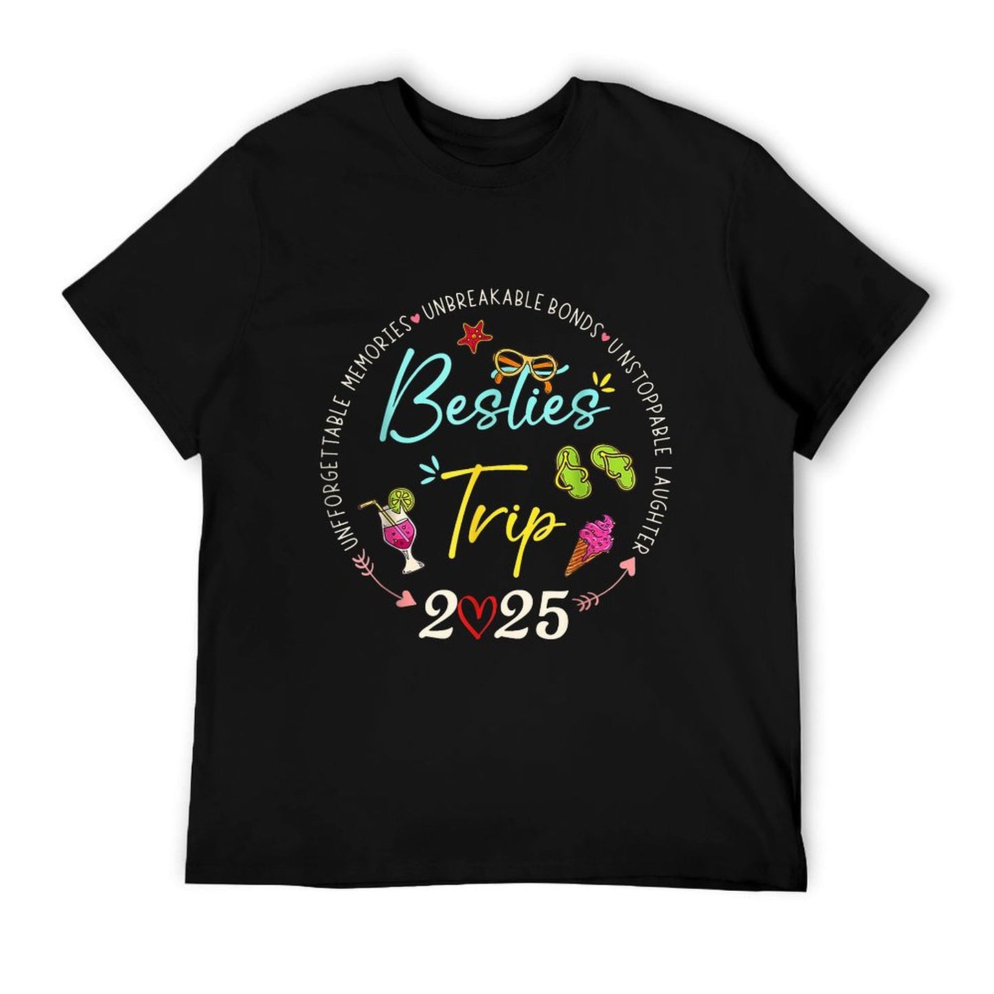 Besties Trip 2025 Memories Girl Trip Friends Vacation Retro T-Shirt
