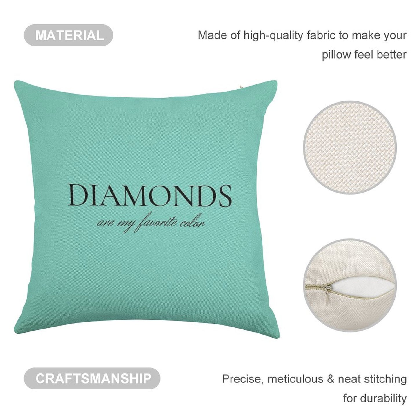 Diamonds Are My Favorite Color Linen Throw Pillow Cover