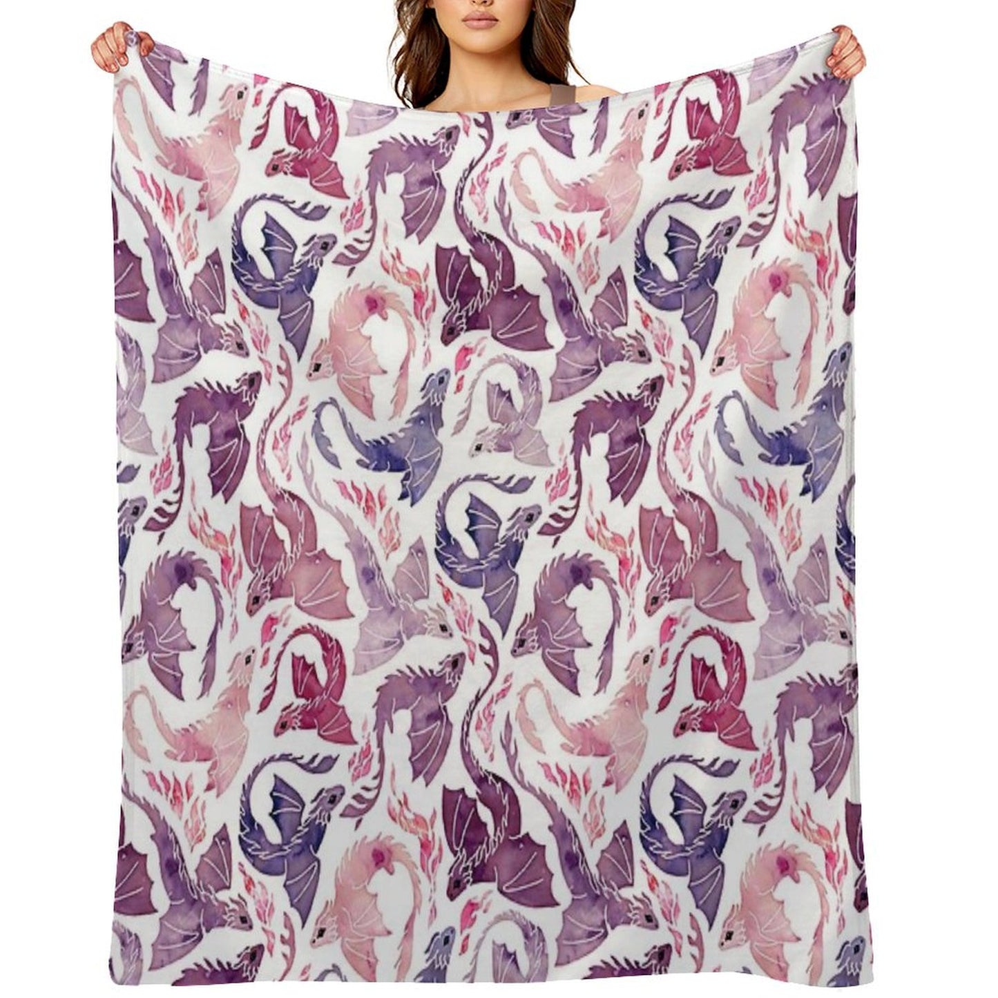 Dragon Fire Pink & Purple Throw Blanket