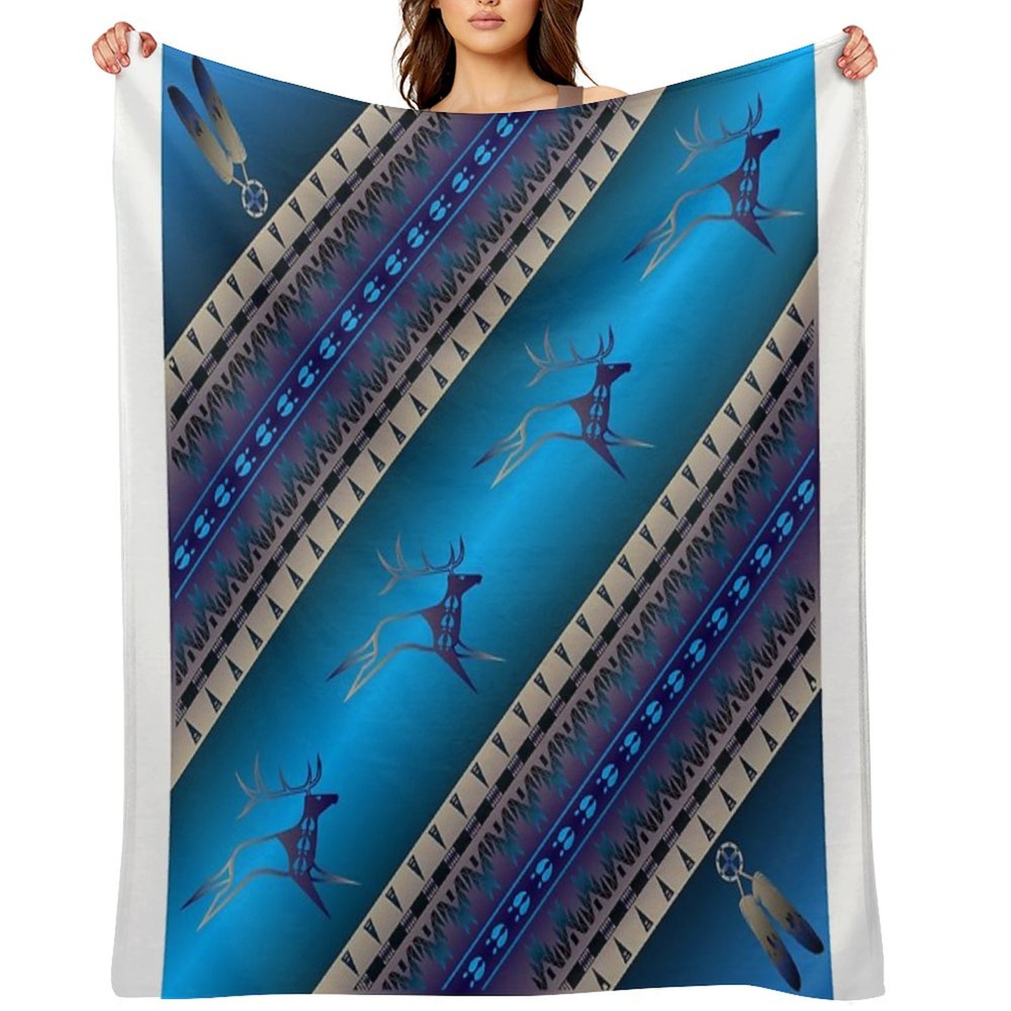 Elk Spirit (Blue) Throw Blanket