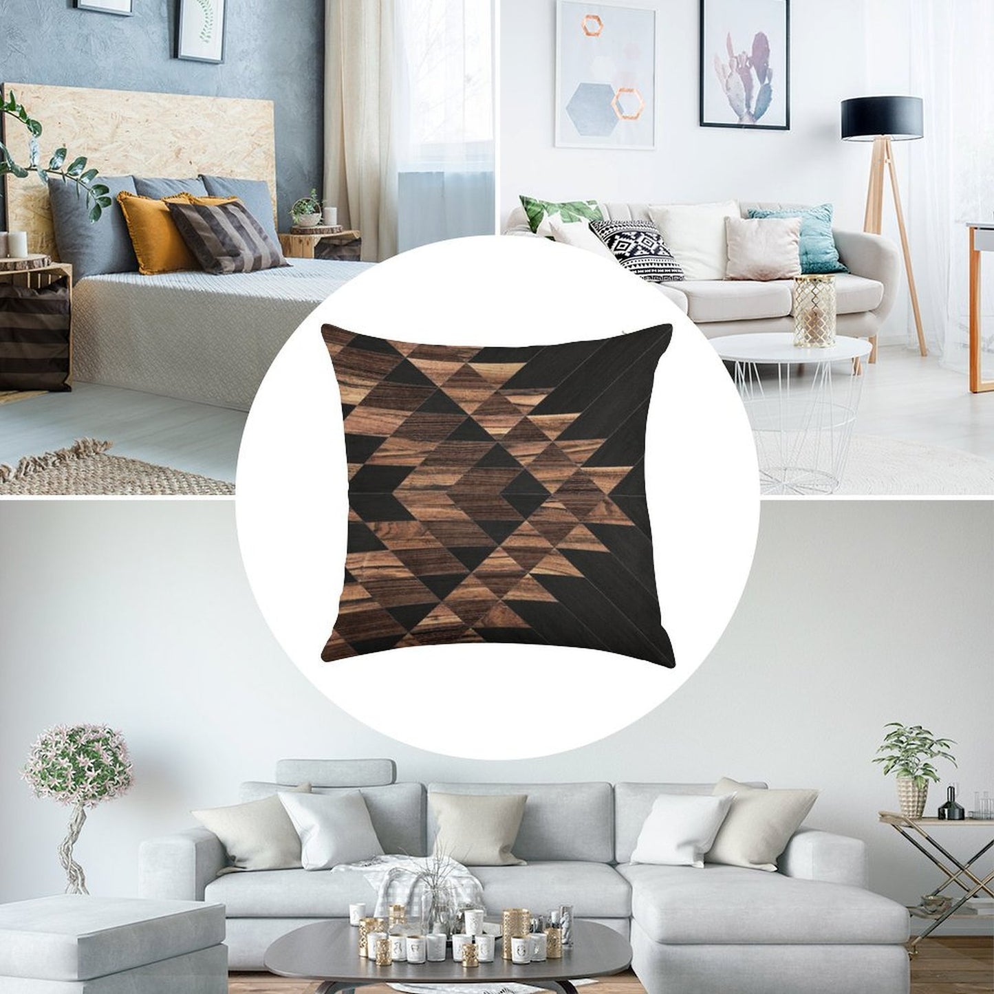 Urban Tribal Pattern No.11 - Aztec - Wood Linen Throw Pillow Cover
