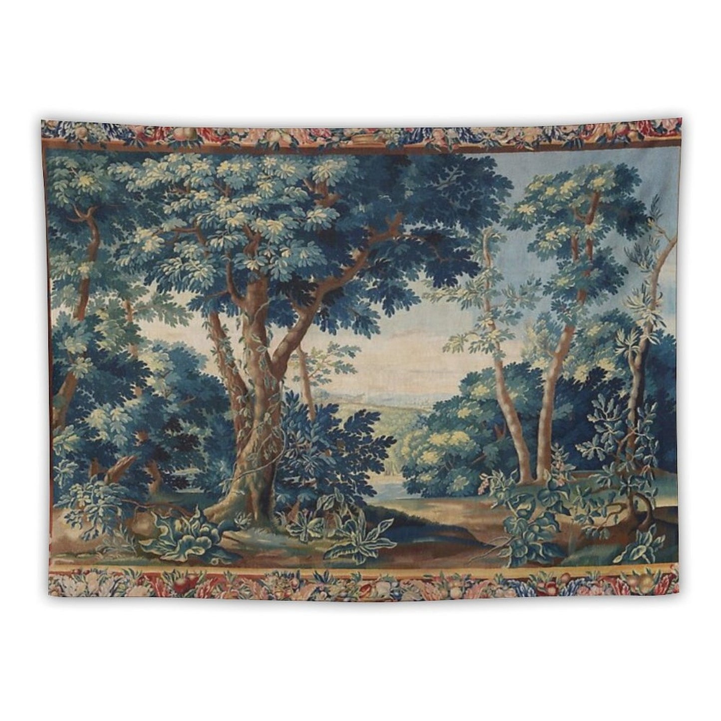 GREENERY, TREES IN WOODLAND LANDSCAPE Antique Flemish Tapestry Tapestry