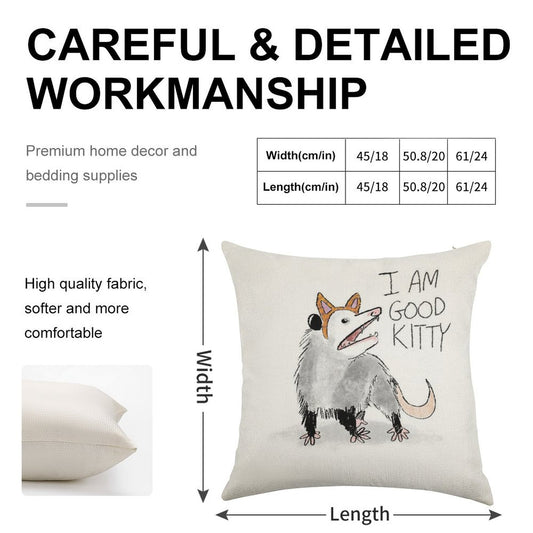 I AM GOOD KITTY Design Linen Throw Pillow Cover