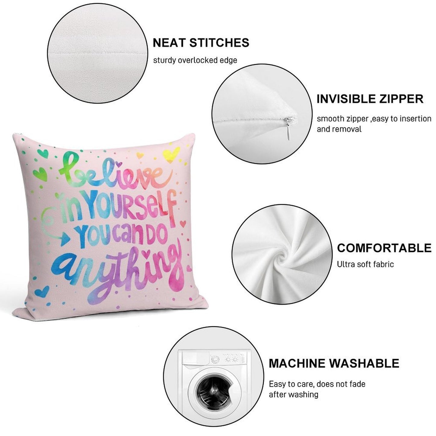 Believe in Yourself! Soft Ultra-Soft Texture Throw Pillow