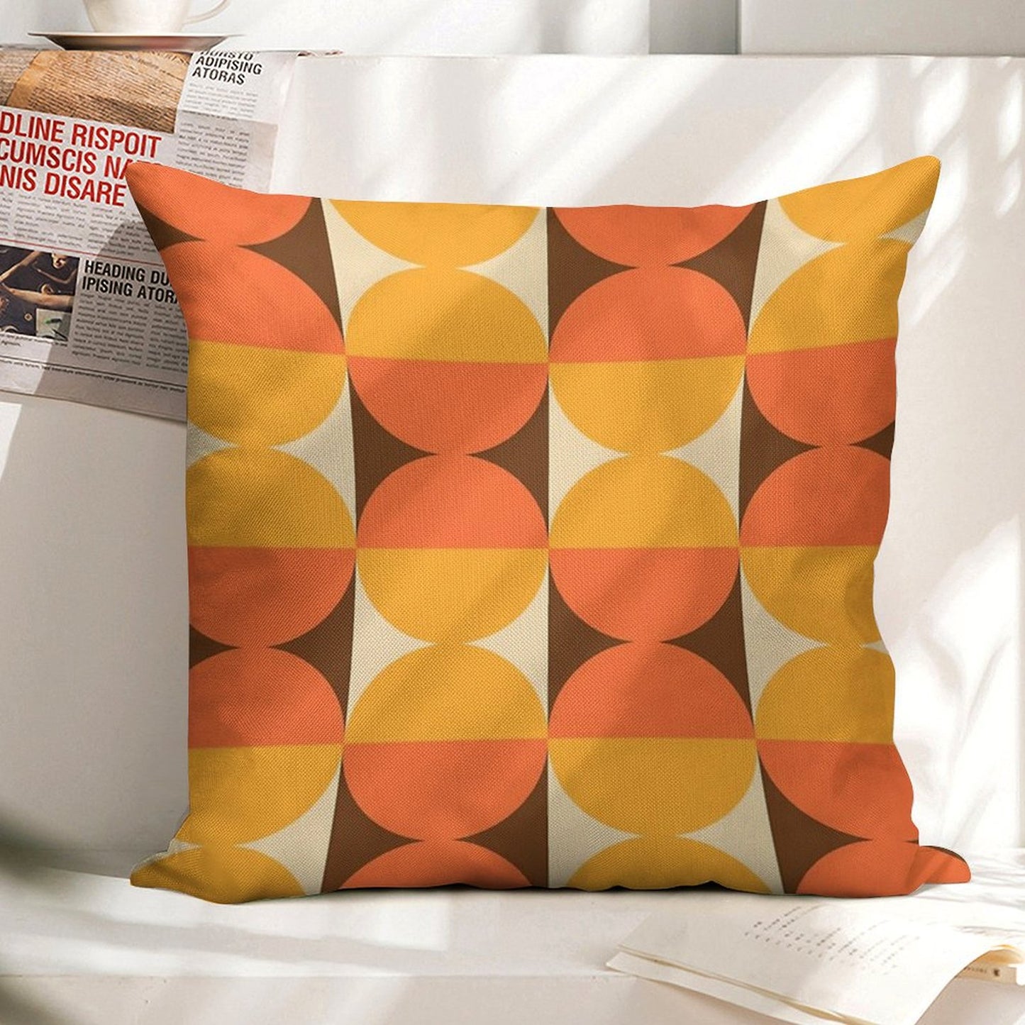Mid Century Modern Geometric Abstract Pattern 727 Linen Throw Pillow Cover