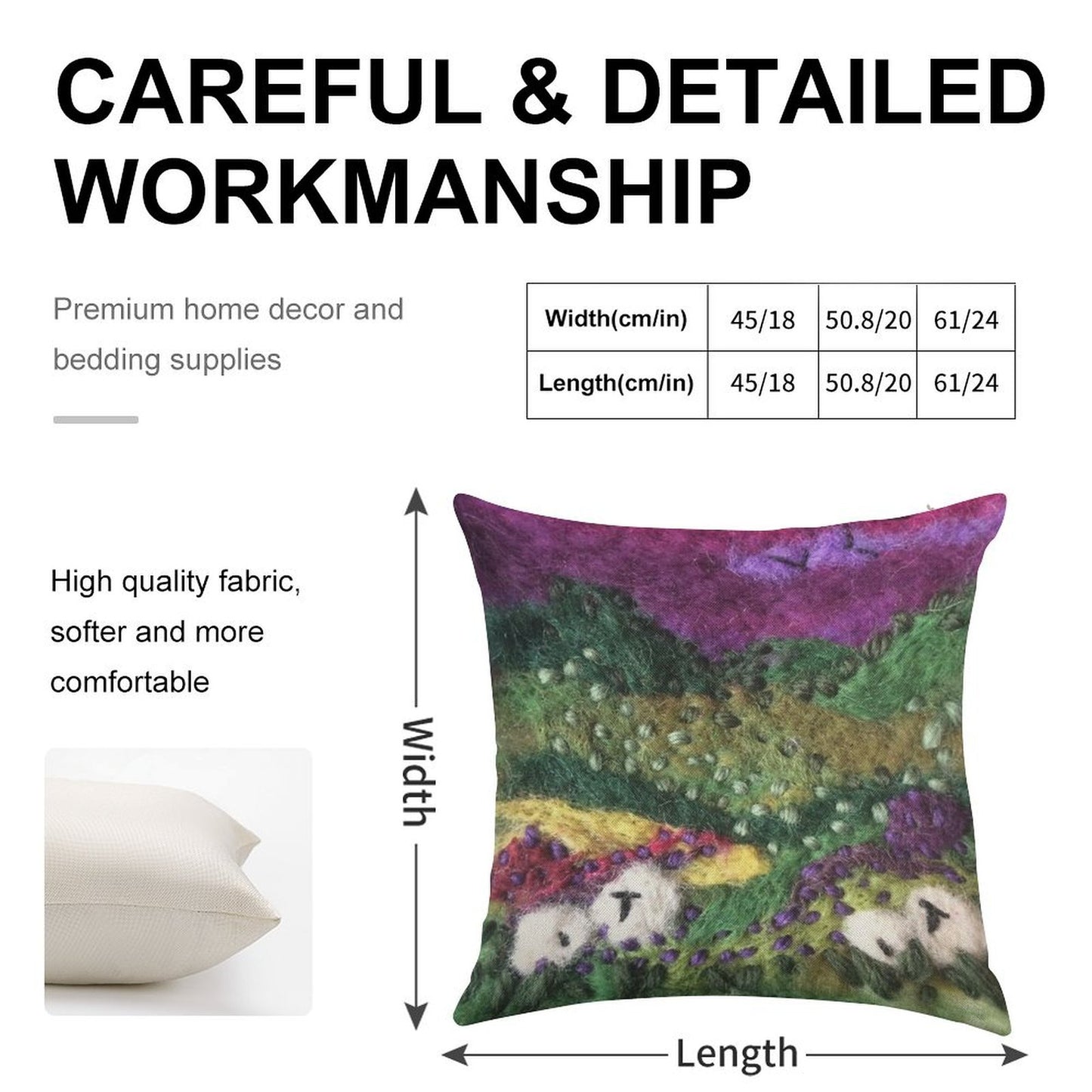 Print ONLY - North York Moors Felted Textile Art Linen Throw Pillow Cover