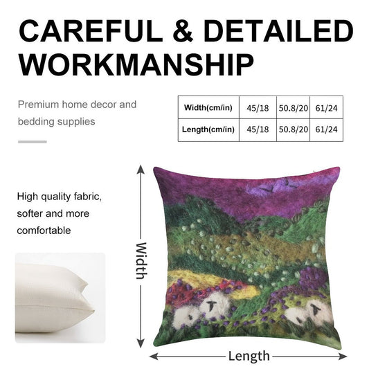 Print ONLY - North York Moors Felted Textile Art Linen Throw Pillow Cover