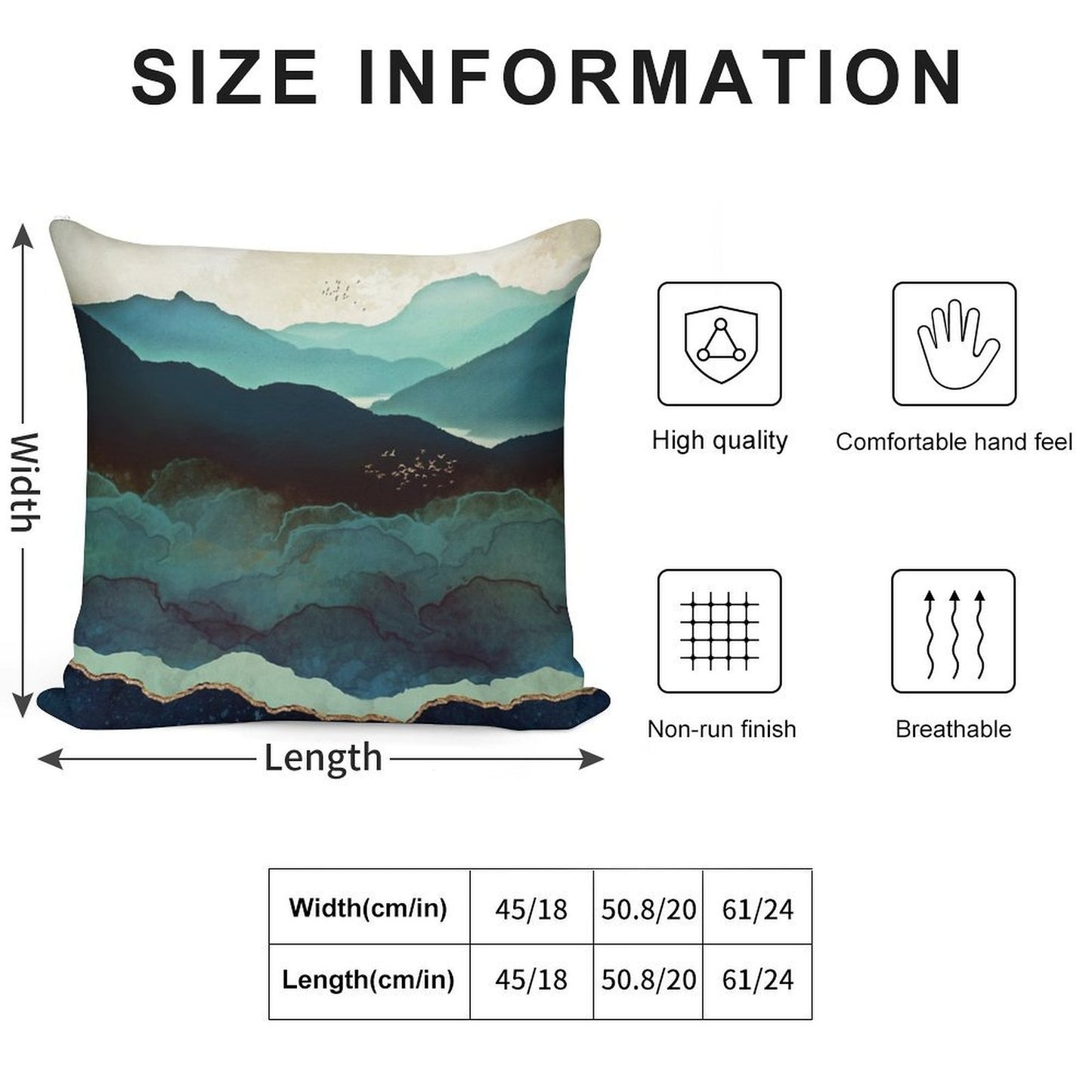 Indigo Mountains Soft Washable Throw Pillow