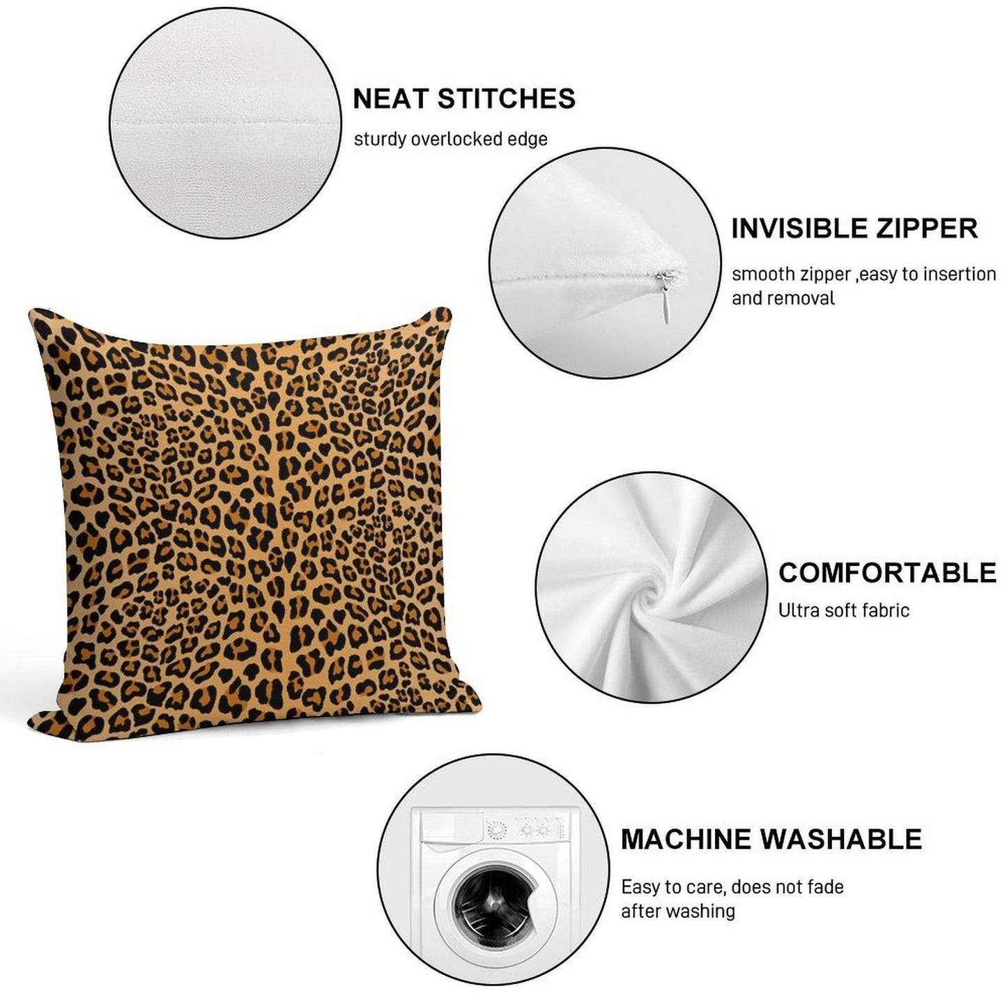 Trendy Leopard Print Aesthetic – Wild Animal Pattern Design Soft Multiple Sizes Throw Pillow