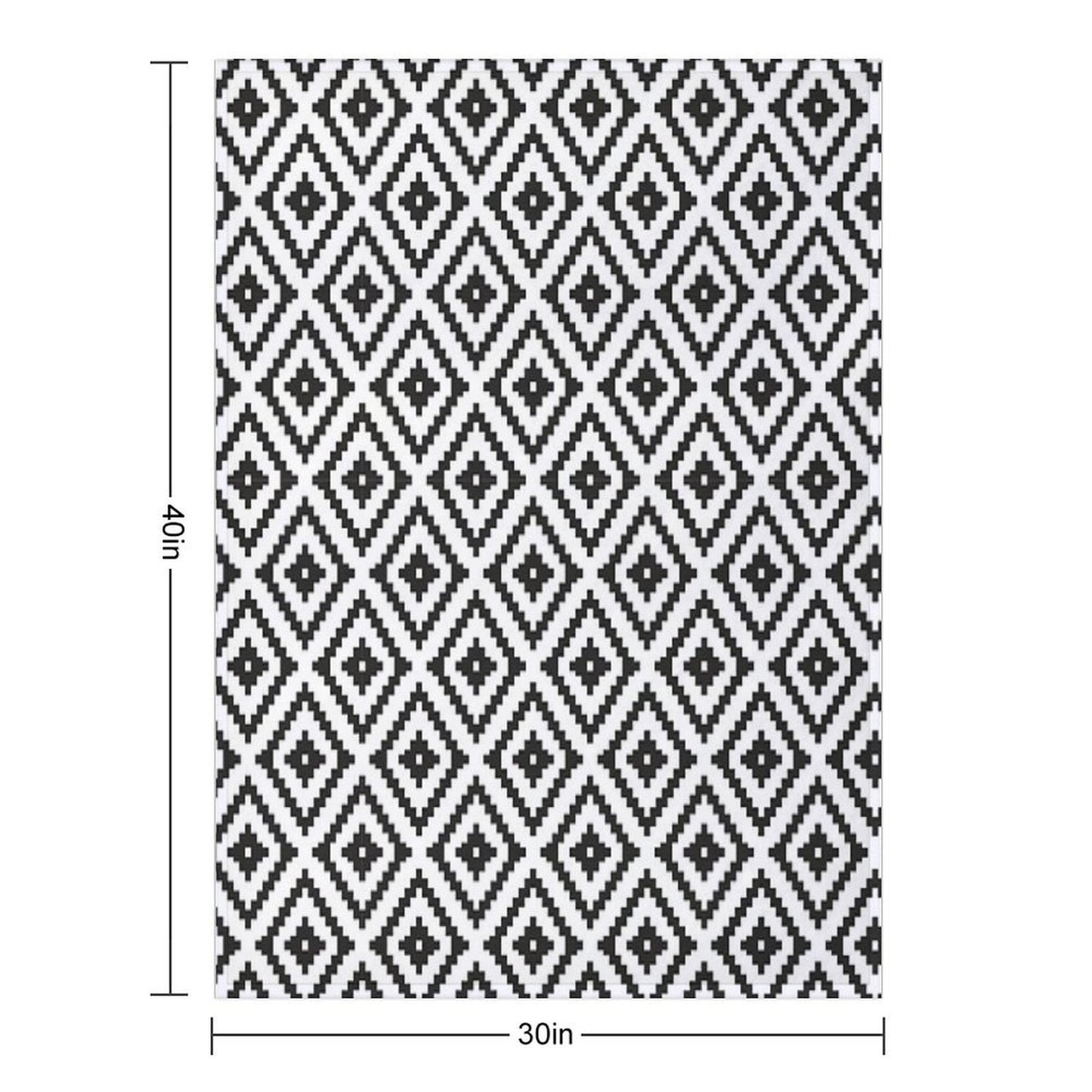 Aztec - Black on White Throw Blanket