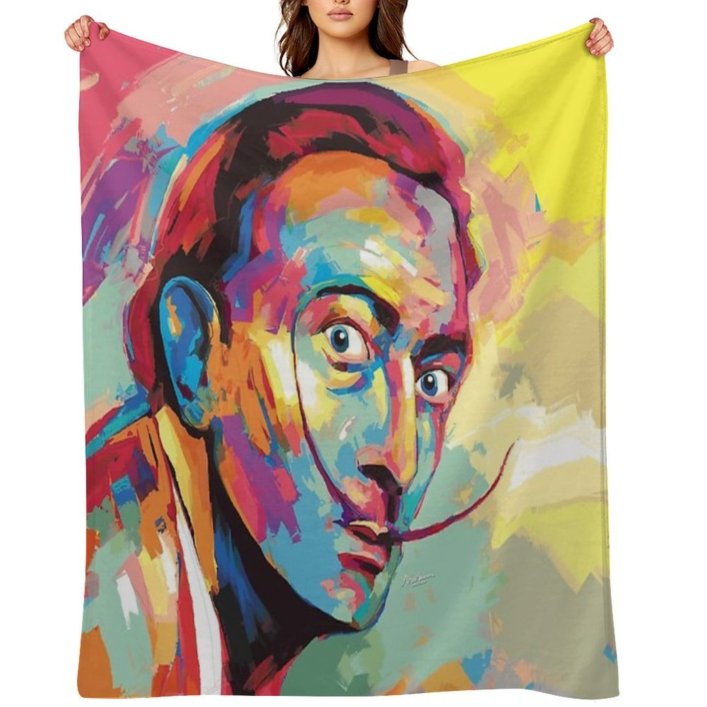 Salvador Dali Portrait Throw Blanket