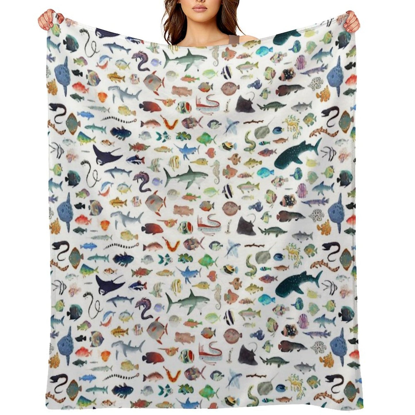 One Hundred Fish Throw Blanket
