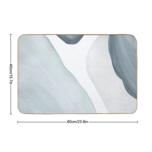 Blue Abstract Watercolor Painting. Modern, Minimalist Design. Bath Mat