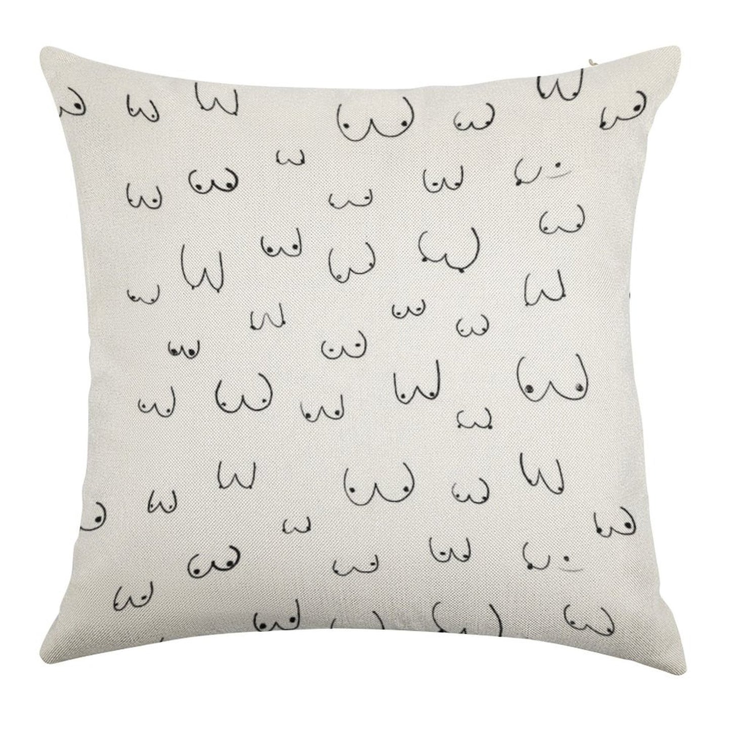 Boobie Boob Print! Linen Throw Pillow Cover