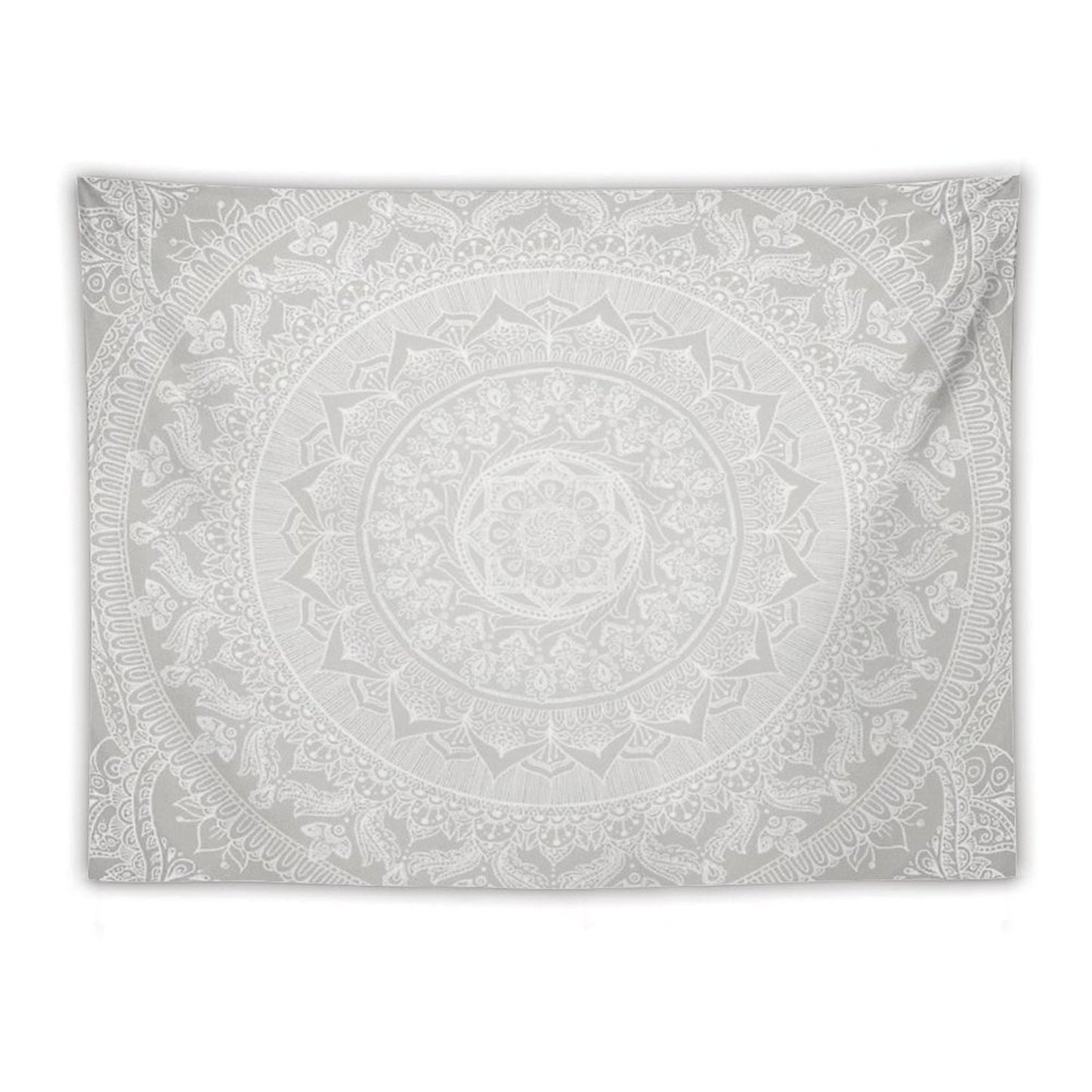 Mandala Soft Gray Tapestry