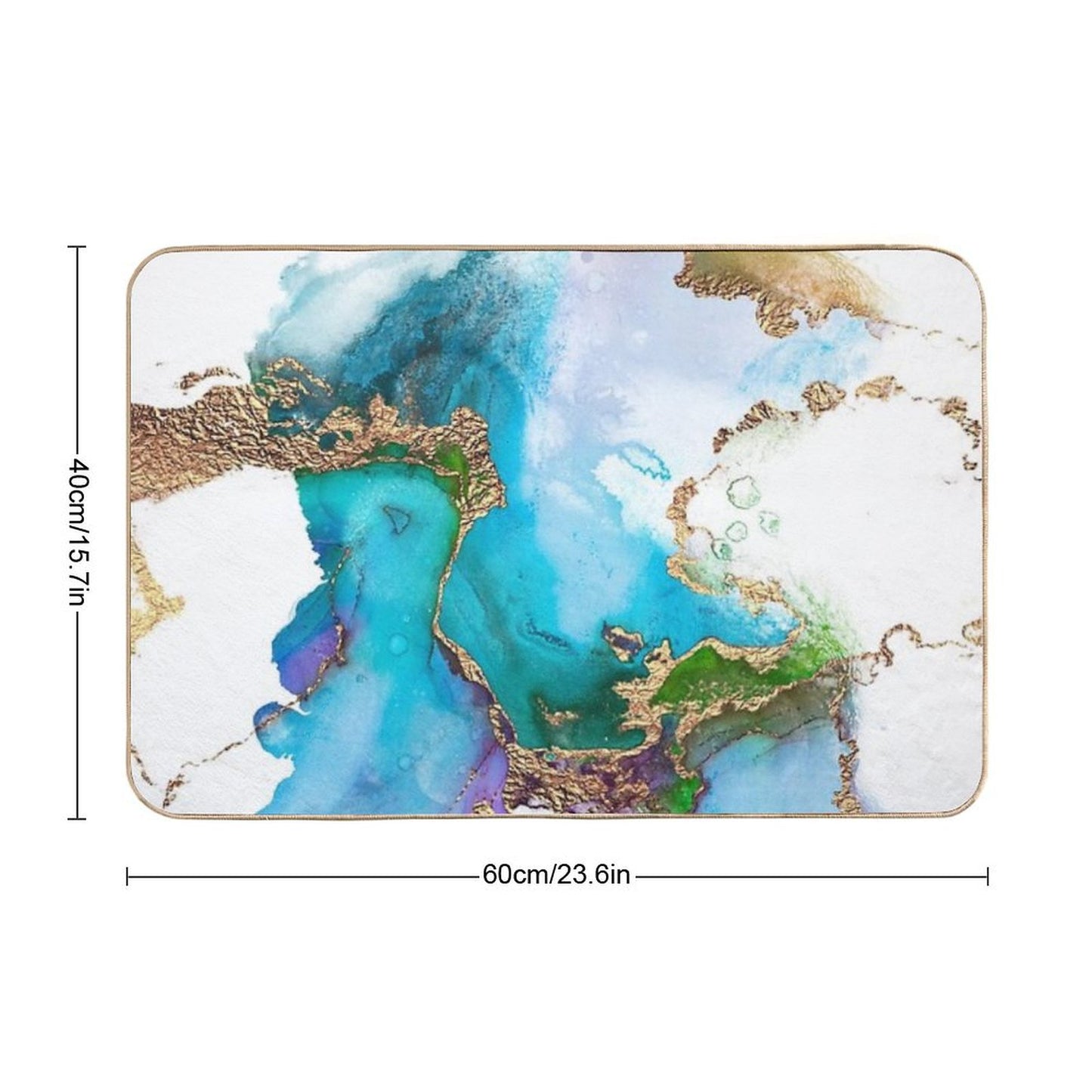 Abstract Faux Marble Mermaid Gemstone With Gold Glitter Bath Mat